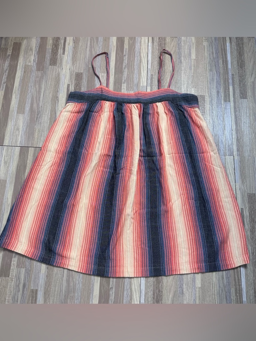 Rip Curl Women’s Coral and Navy Striped Spaghetti-Strap Dress Size Large